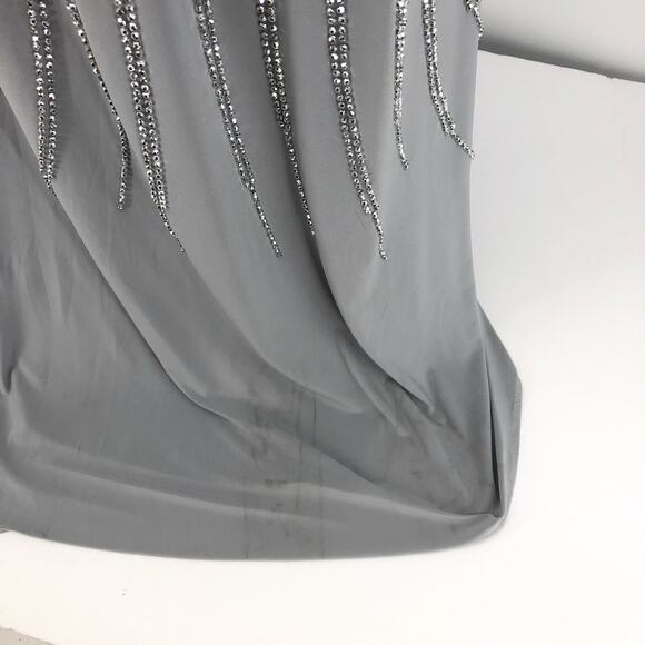 AQUA FORMAL Women's Embellished Column Gown Size 8 Silver Sleeveless NWT FLAW - Picture 10 of 16